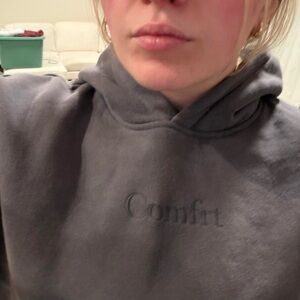 Cozy Embroidered Comfort Hoodie - Gray